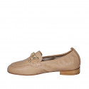 Woman's loafer in nude leather with elastic band and chain heel 2 - Available sizes:  44, 45, 46