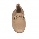 Woman's loafer in nude leather with elastic band and chain heel 2 - Available sizes:  44, 45, 46