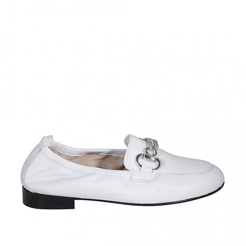 Woman's loafer in white leather with...