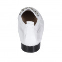 Woman's loafer in white leather with silver chain and elastic band heel 2 - Available sizes:  44, 45