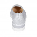 Zapato para mujer en gamuza gris y gamuza imprimida laminada plateada cuña 4 - Tallas disponibles:  42, 45, 46