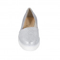 Woman's highfronted shoe in gray suede and silver laminated printed suede wedge heel 4 - Available sizes:  45, 46