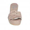 Woman's mule in nude leather with knot and wedge heel 9 - Available sizes:  44
