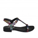 Sandale entredoigt pour femmes en daim imprimé mosaïque multicouleur talon 2 - Pointures disponibles:  33, 43, 44