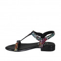 Sandale entredoigt pour femmes en daim imprimé mosaïque multicouleur talon 2 - Pointures disponibles:  33, 43