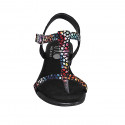 Sandale entredoigt pour femmes en daim imprimé mosaïque multicouleur talon 2 - Pointures disponibles:  33, 43