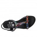 Sandale entredoigt pour femmes en daim imprimé mosaïque multicouleur talon 2 - Pointures disponibles:  33, 43