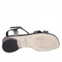 Sandale pour femmes en cuir lamé gris acier avec courroie et strass talon 3 - Pointures disponibles:  33