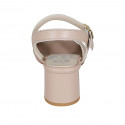 Woman's strap sandal with buckle in nude leather heel 5 - Available sizes:  33, 43, 44, 45