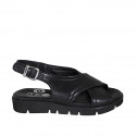 Sandalo da donna in pelle nera zeppa 3 - Misure disponibili: 32, 42, 43, 45