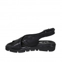 Sandalo da donna in pelle nera zeppa 3 - Misure disponibili: 32, 42, 43, 45