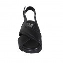 Sandale pour femmes en cuir noir talon compensé 3 - Pointures disponibles:  32, 33, 42, 43, 44, 45