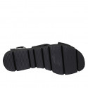Sandale pour femmes en cuir noir talon compensé 3 - Pointures disponibles:  32, 33, 42, 43, 44, 45