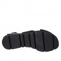 Sandale pour femmes en cuir noir talon compensé 3 - Pointures disponibles:  32, 42, 43, 45
