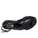 Woman's sandal in black leather wedge heel 3 - Available sizes:  32, 33, 42, 43, 44, 45