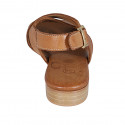 Sandale pour femmes en cuir cognac talon 2 - Pointures disponibles:  33, 45