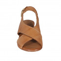 Woman's sandal in cognac brown leather heel 2 - Available sizes:  33, 45