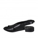 Woman's sandal in black leather heel 2 - Available sizes:  33, 34, 43