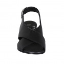 Woman's sandal in black leather heel 2 - Available sizes:  33, 34, 43