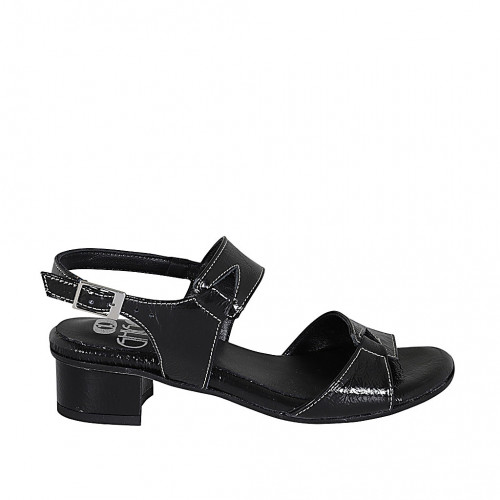 Woman's sandal in black patent leather heel 3 - Available sizes:  32, 33, 42, 43, 44, 45