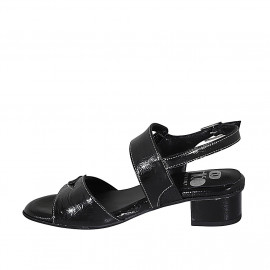 Woman's sandal in black patent leather heel 3 - Available sizes:  33, 43 2
