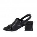 Sandalo da donna in pelle nera tacco 5 - Misure disponibili: 32, 33