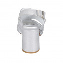 Sandale pour femmes en cuir lamé argent talon 7 - Pointures disponibles:  42