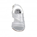Sandalo da donna in pelle laminata argento tacco 7 - Misure disponibili: 32, 33, 42, 44, 45