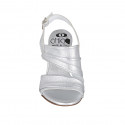 Woman's sandal in silver laminated leather heel 7 - Available sizes:  32, 33, 42, 44, 45