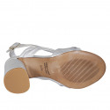 Woman's sandal in silver laminated leather heel 7 - Available sizes:  32, 33, 42, 44, 45