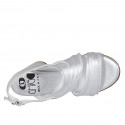 Sandalo da donna in pelle laminata argento tacco 7 - Misure disponibili: 32, 33, 42, 44, 45