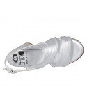 Woman's sandal in silver laminated leather heel 7 - Available sizes:  32, 33, 42, 44, 45