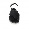 Sandale pour femmes en cuir noir talon compensé 4 - Pointures disponibles:  43, 45