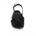 Woman's sandal in black leather wedge heel 4 - Available sizes:  43, 45