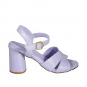 Sandale pour femmes avec courroie en cuir lilas talon 7 - Pointures disponibles:  32, 33, 34, 42, 43