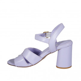 Sandale pour femmes avec courroie en cuir lilas talon 7 - Pointures disponibles:  42, 43 2