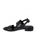 Woman's sandal in black leather with elastic strap heel 2 - Available sizes:  33, 34, 43, 44, 45