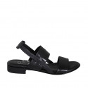 Woman's sandal in black leather with elastic strap heel 2 - Available sizes:  33, 34, 43, 44, 45