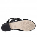 Sandale pour femmes en cuir noir avec courroie elastique talon 2 - Pointures disponibles:  33, 34, 43, 44, 45