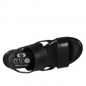 Sandalo da donna in pelle nera con cinturino elastico tacco 2 - Misure disponibili: 33, 34, 43, 44, 45