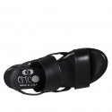 Woman's sandal in black leather with elastic strap heel 2 - Available sizes:  33, 34, 43