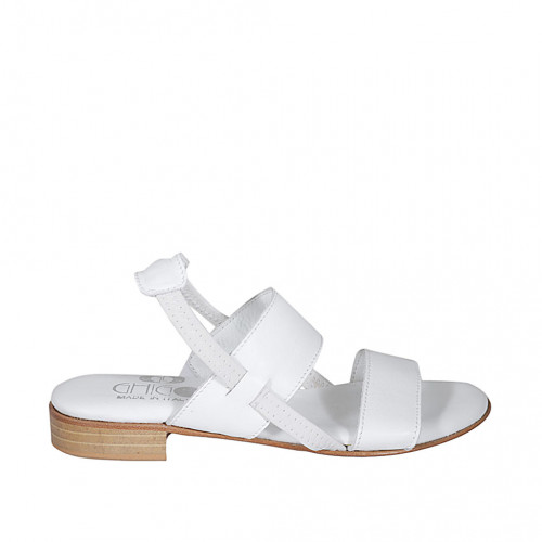 Sandalo da donna in pelle bianca con cinturino elastico tacco 2 - Misure disponibili: 43, 44