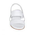 Sandalia para mujer en piel blanca con cinturon elastico tacon 2 - Tallas disponibles:  43, 44