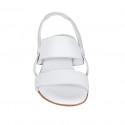 Woman's sandal in white leather with elastic strap heel 2 - Available sizes:  43, 44