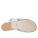 Sandalia para mujer en piel blanca con cinturon elastico tacon 2 - Tallas disponibles:  43, 44