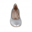 Ballerina da donna in pelle laminata argento tacco 2 - Misure disponibili: 32, 33, 42, 43, 44