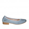 Woman's ballerina in light blue leather heel 2 - Available sizes:  32, 33, 43, 44