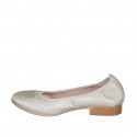 Woman's ballerina shoe in platinum laminated leather heel 2 - Available sizes:  32, 33, 42, 43, 44