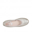 Zapato bailarina para mujer en piel laminada platino tacon 2 - Tallas disponibles:  32, 33, 42, 43, 44