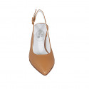Zapato destalonado a punta para mujer en piel brun claro tacon 6 - Tallas disponibles:  34, 43, 45